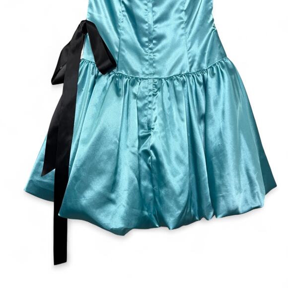 Vintage Gunne Sax Jessica McClintock Satin Babydoll Dress Sz 7 Blue Y2K Prom - Picture 10 of 14